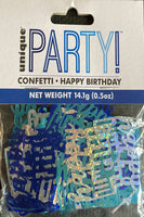 Happy birthday blue confetti