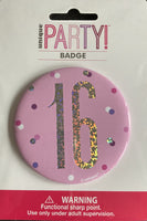 16 pink badge