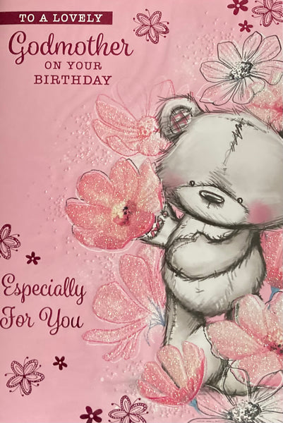 Godmother Birthday - Cute pink grey bear