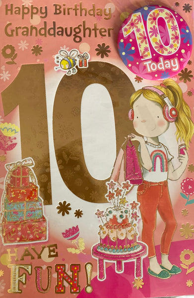 Granddaughter 10 Birthday - Badged Girl With Shopping