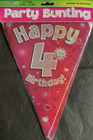 4 Birthday Pink Bunting