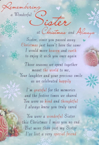 Sister Christmas Grave card