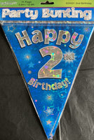 2 Birthday Blue Bunting