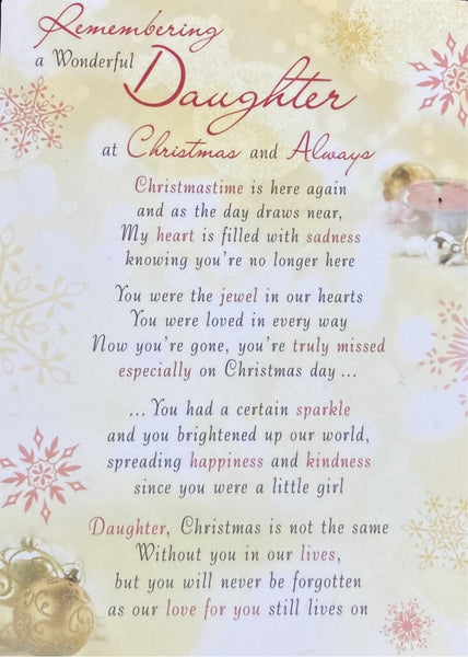 Daughter Christmas grave card