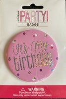 Happy Birthday pink badge