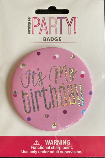 Happy Birthday pink badge