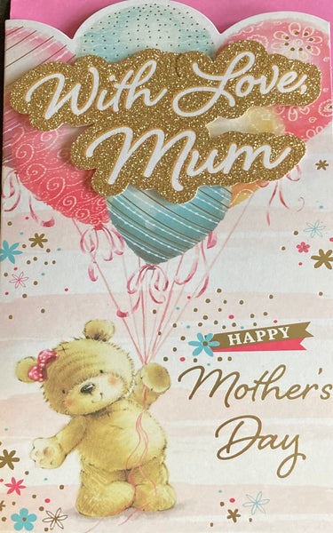 Mother's Day Mum - Slim Cute Bear with Balloons