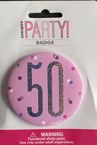 50 pink badge