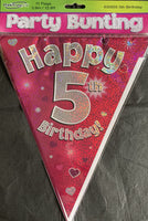 5 pink bunting