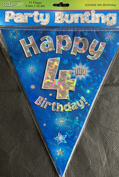 4 Birthday Blue Bunting