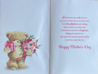 Mother’s Day Mum From Both Of Us - Cute Bear holding Bouquet and Box