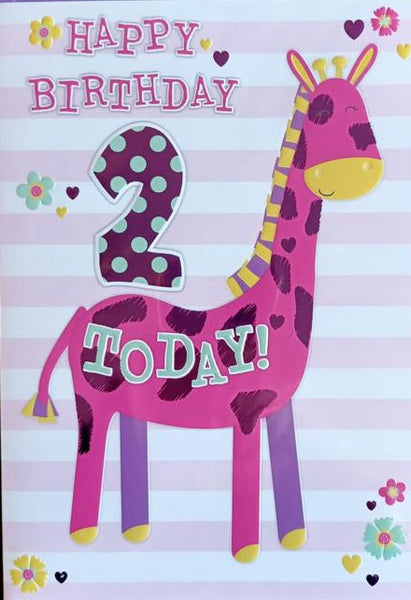 2 Girl Birthday -  Pink Giraffe