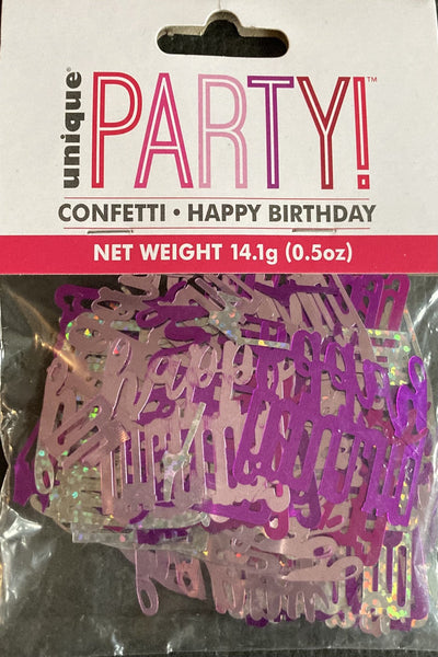 Happy Birthday pink confetti