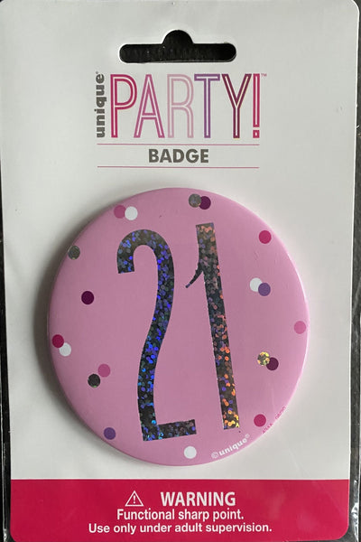 21 pink badge