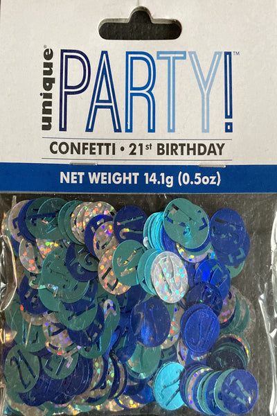 21 blue confetti